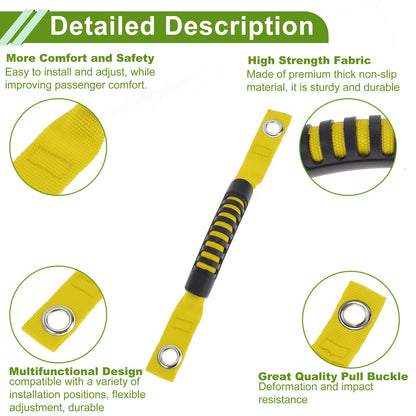 Roll Bar Grab Handles for Jeep Wrangler (2018-2032) Black Yellow