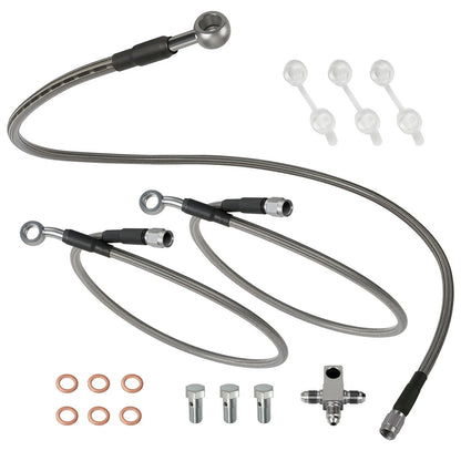 3 x Stainless Steel Braided Brake Lines Kit for Kawasaki KFX400 (2003–2004)