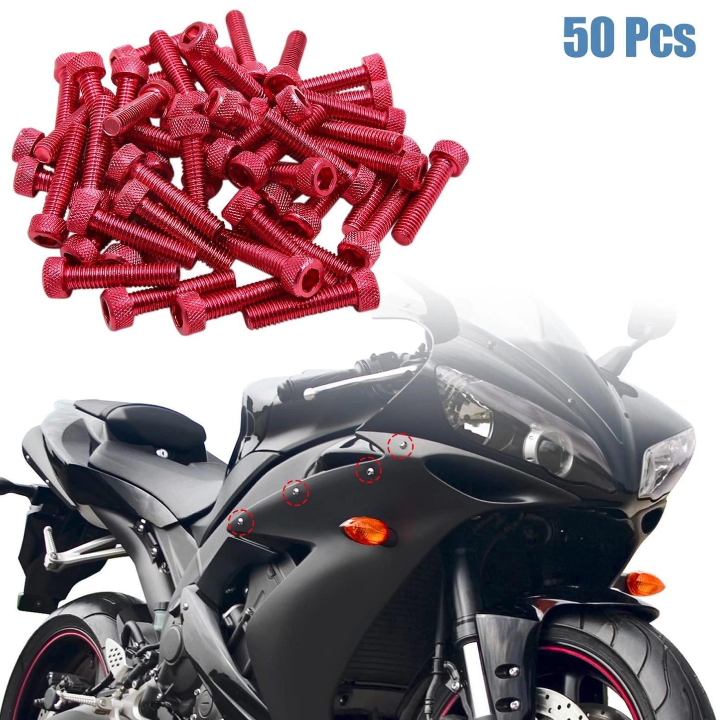 50pcs M6 x 30mm Hex Socket Fastener Bolts for Motorcycle Car