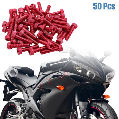 50pcs M6 x 30mm Hex Socket Fastener Bolts for Motorcycle Car
