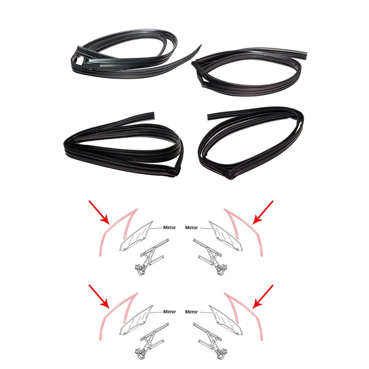 Front Rear Door Glass Run Channel Seal Set for Honda Fit Hatchback 2001-2008