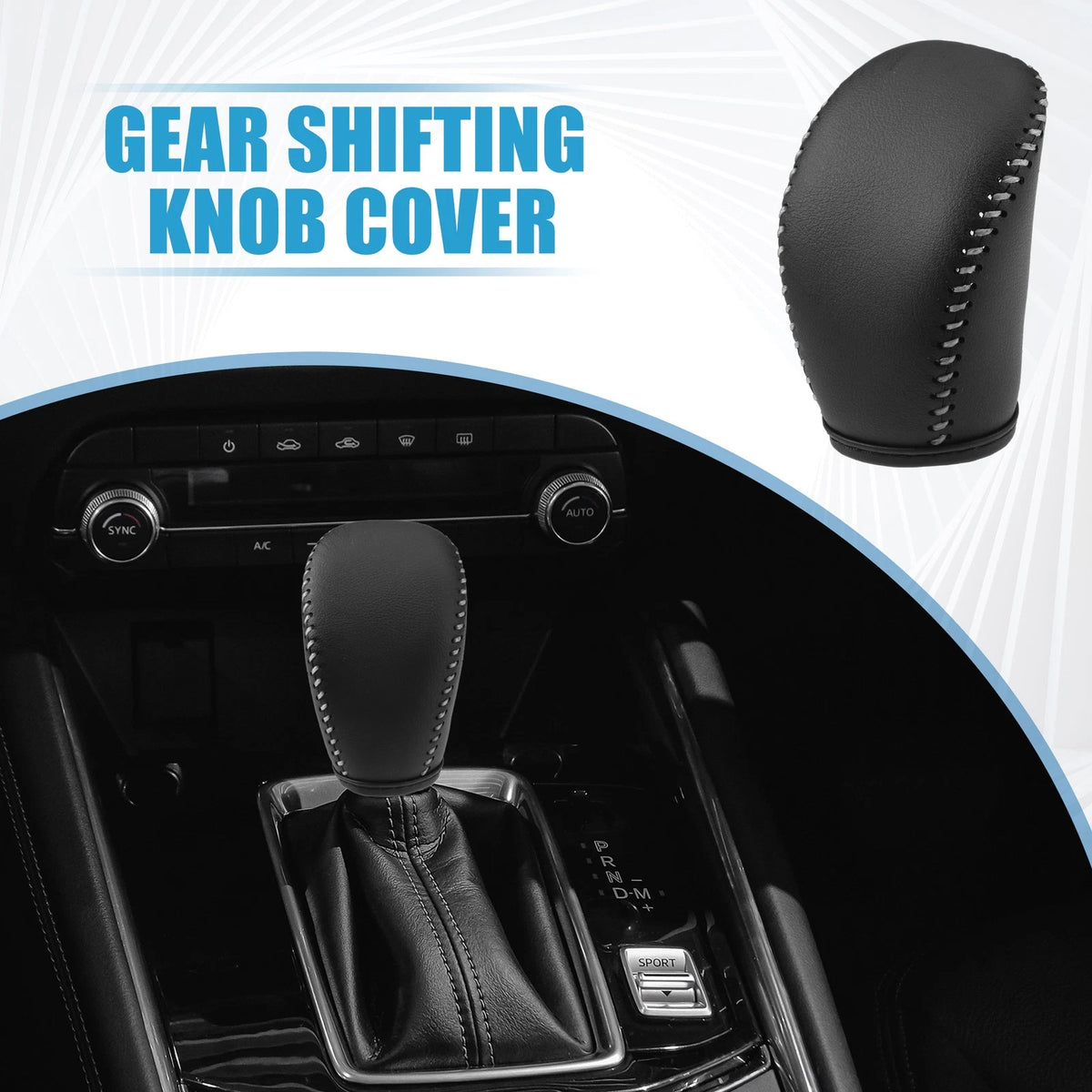 Gear Shift Head Knob Cover for Infiniti Q50 Black Gray Stitching (2018 - 2019)