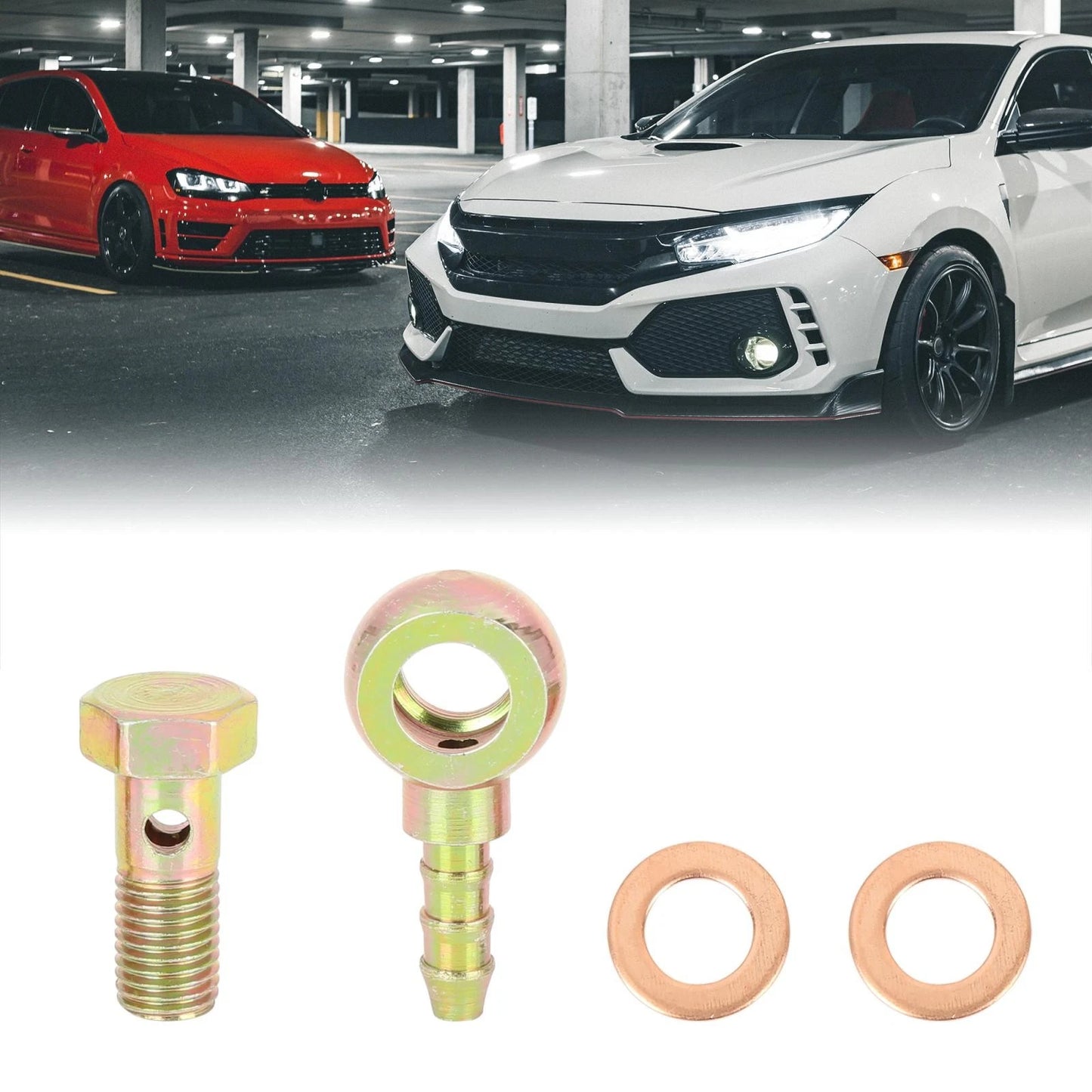 8mm Banjo Hose Barb Bolt Fittings Banjo Bolt Washer Kit for Motorcycle Car