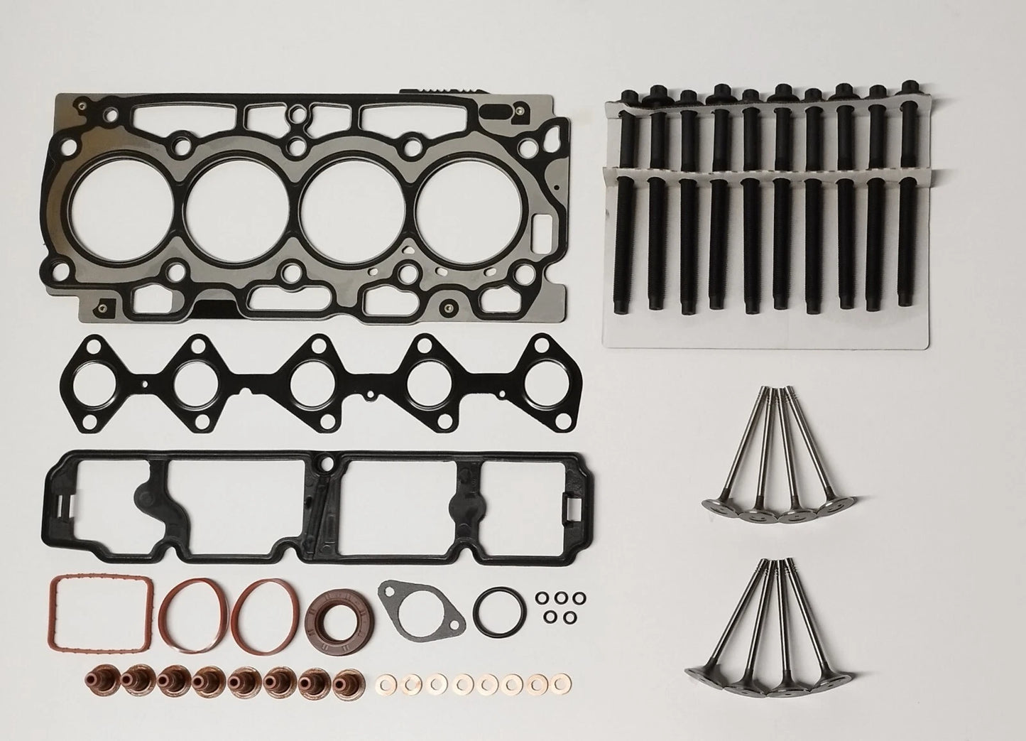 Head gasket set bolts valves 1.6 for Ford Fiesta Focus Galaxy Mondeo Transit Connect