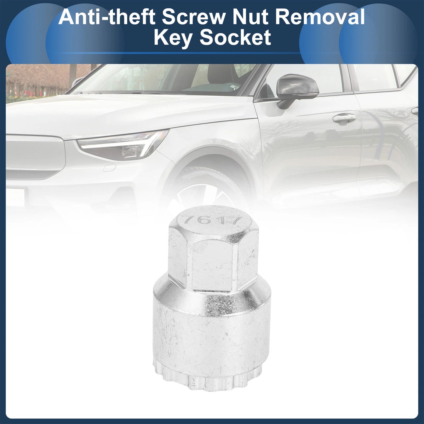 Anti-theft Wheel Lock Lug Nut Removal Key Socket for Volvo