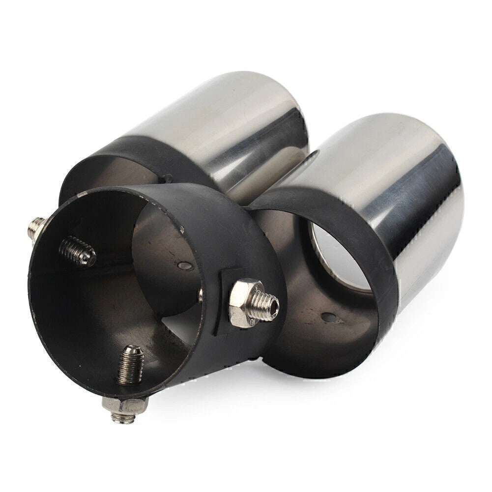 Dual Stainless Steel Rear Exhaust Pipe Tail Muffler Tip for Universal Vehicles
