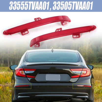 Red Lens Rear Bumper Reflector Light Trims for Honda Accord (2018-2022) 2 x