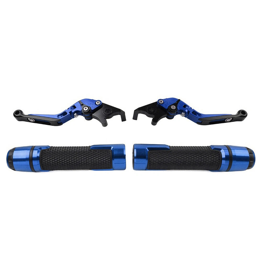 Blue Extendable Brake Clutch Levers & Handlebar Grips for Suzuki GSXS125
