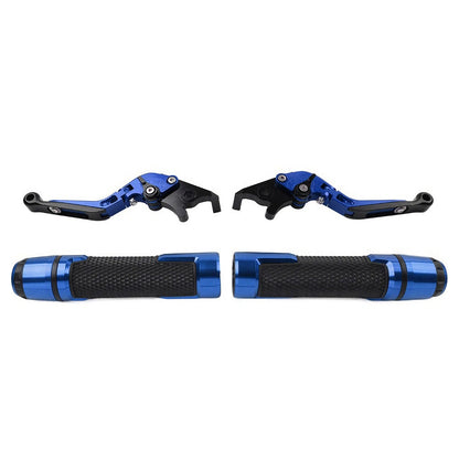 Blue Extendable Brake Clutch Levers & Handlebar Grips for Suzuki GSXS125