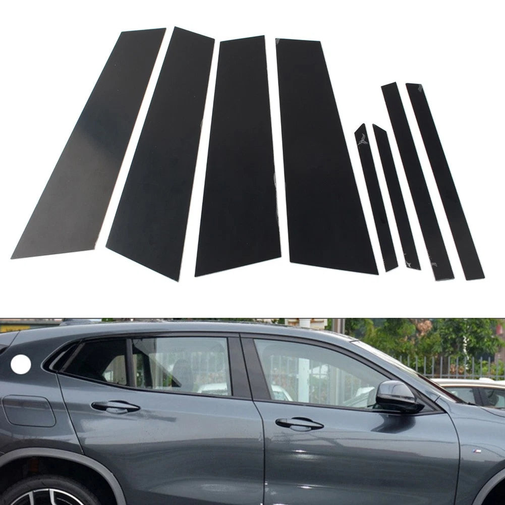 8 Pcs Black Car Door Window Pillar Post Covers for BMW X2 (2018-2021)
