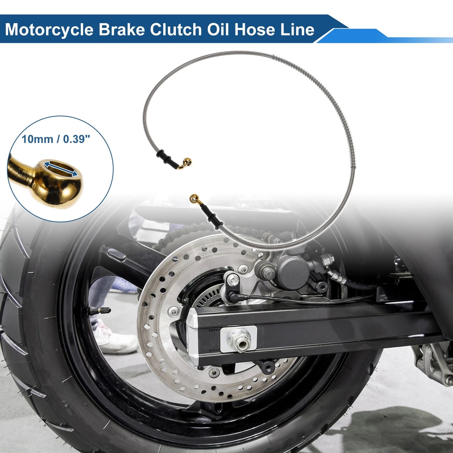 120cm Brake Clutch Oil Hose Line Silver Tone for Motorcycle
