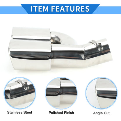Square Curved Dual Exhaust Tip 2.4" Inlet for Toyota Noah/Voxy (2007-2022)