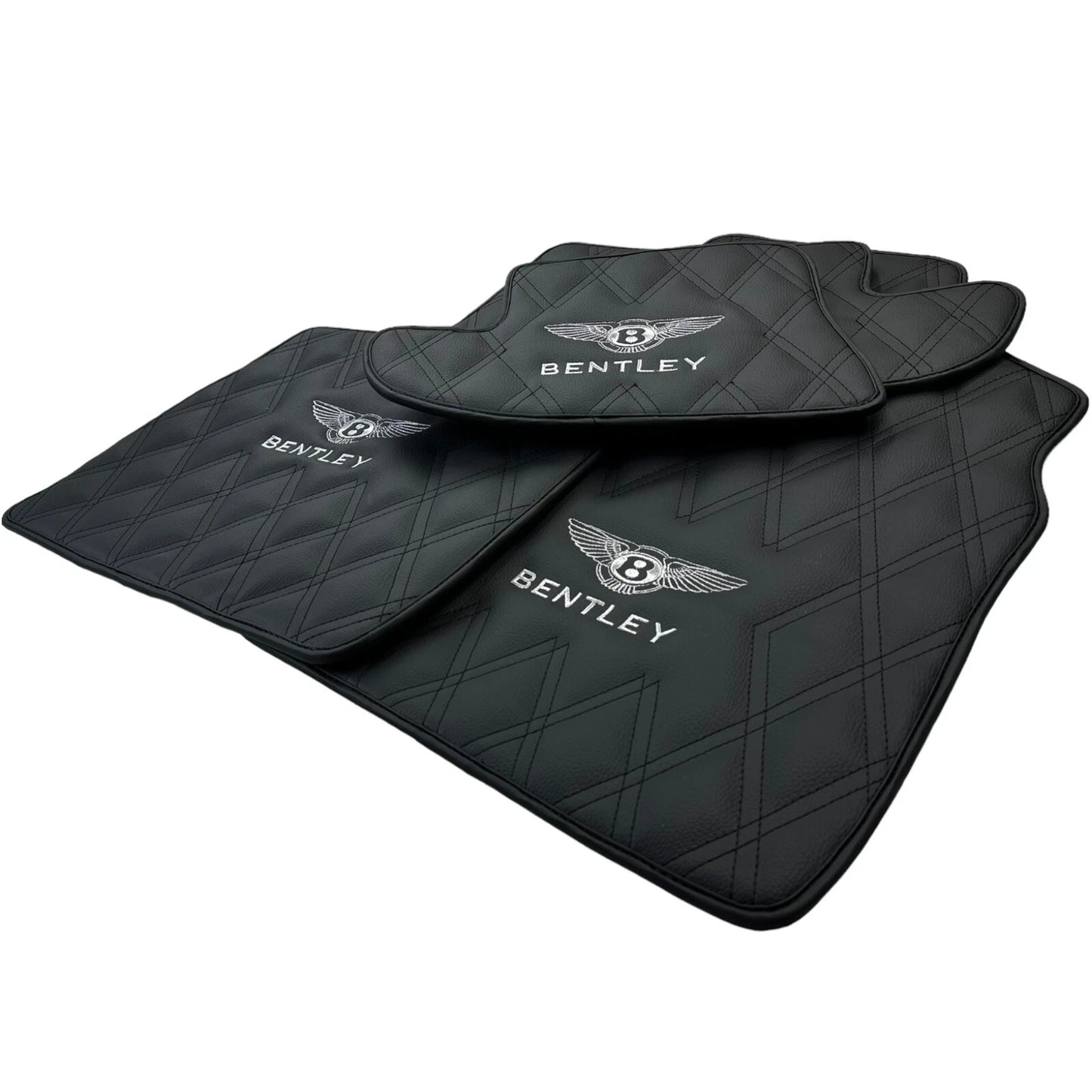 Black Leather Floor Mats for Bentley Continental GT (2004-2017) - Hand Made Set
