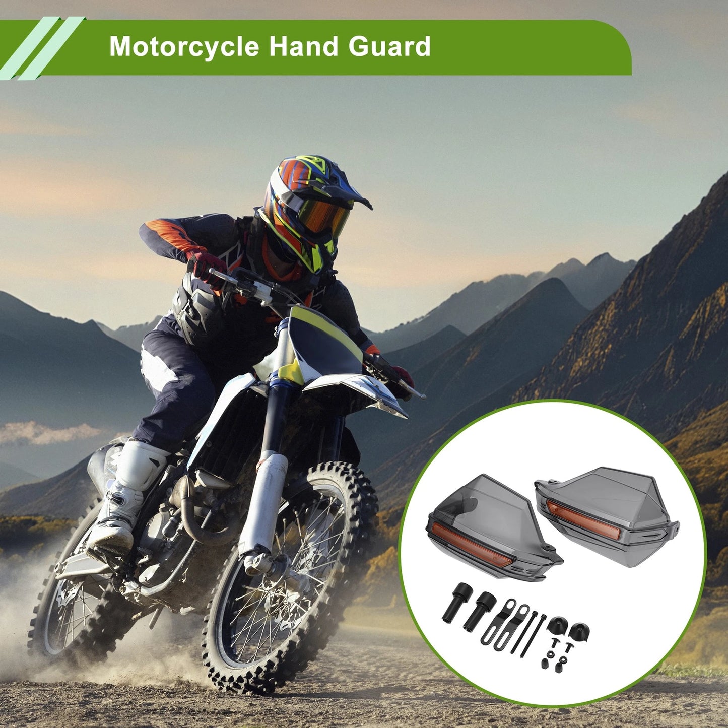 Set Universal Hand Guard Knuckle Protector for Motorcycles Black PC Plastic