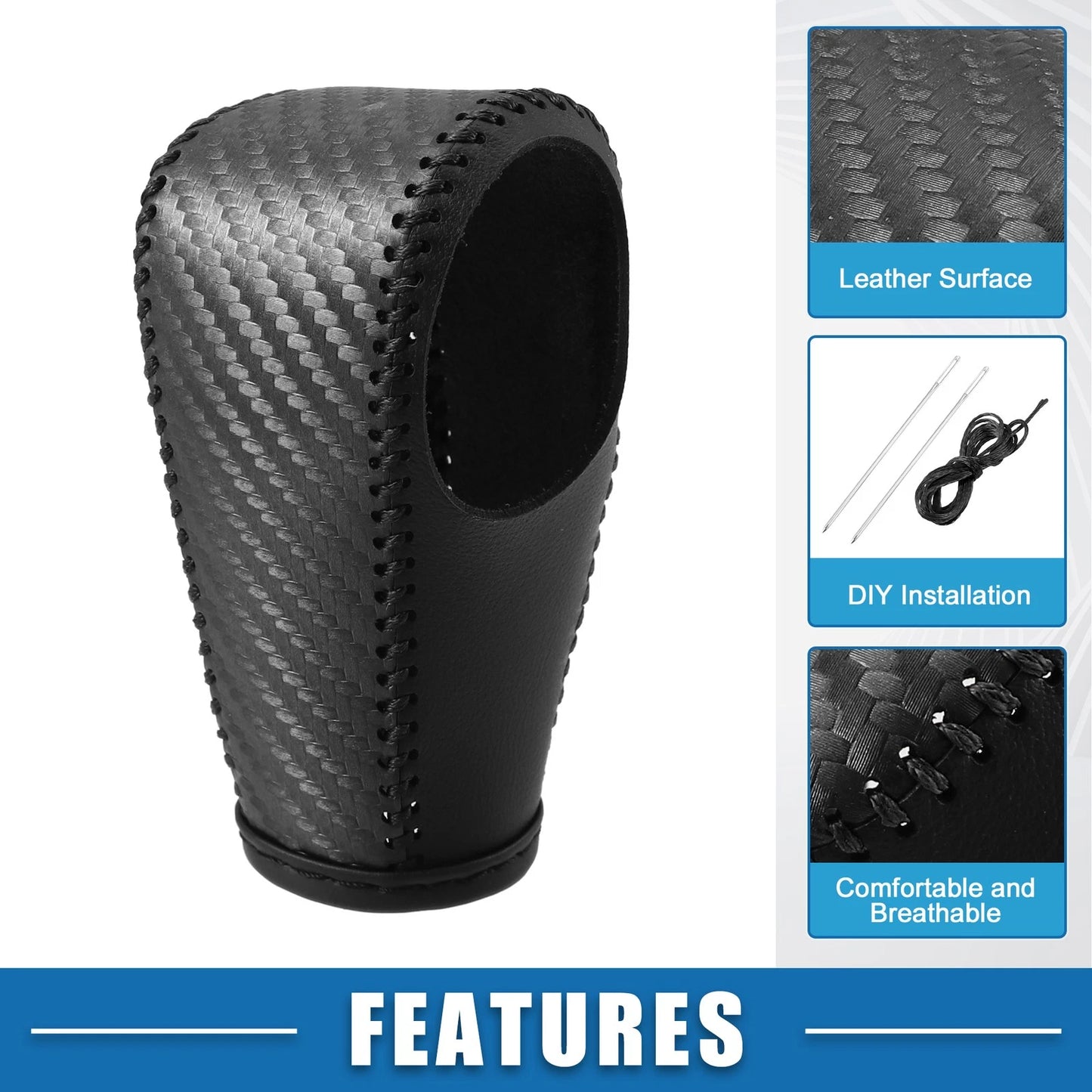 PU Leather Carbon Fiber Gear Shifting Knob Cover for Honda HR-V (2016-2023)