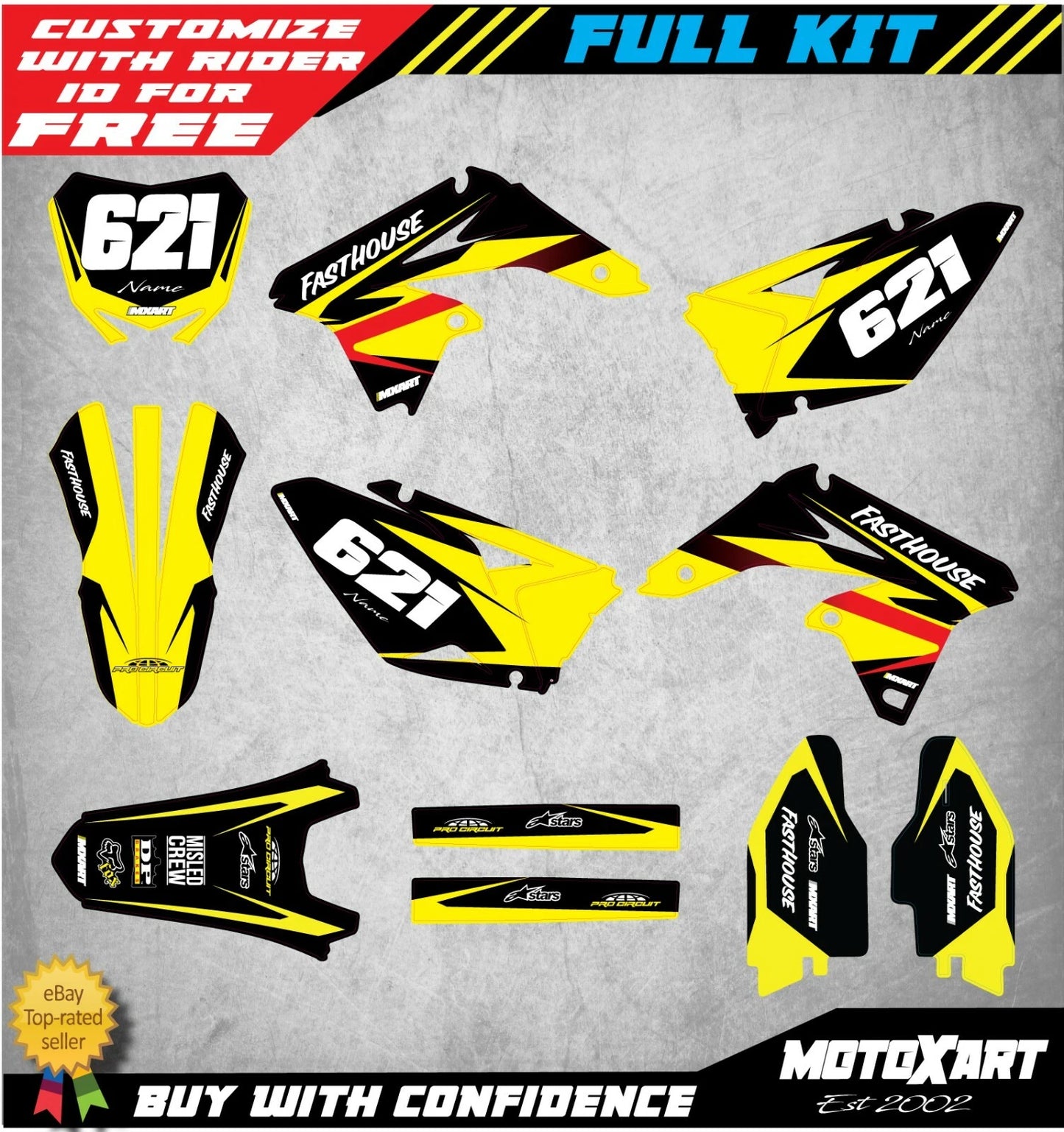 Custom Graphics Full Kit for Suzuki RMZ 250 (2010-2019) MAX STYLE Decals