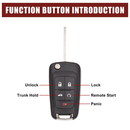 5 Button Uncut Key Fob Remote Shell for Chevy Camaro (2010 - 2013)