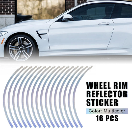 16pcs / Wheel Rim Sticker Reflective Stripe Multicolor for Motorcycle