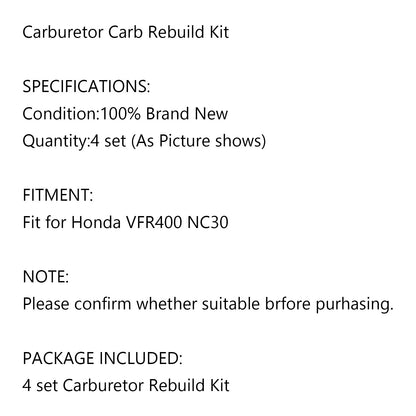 4X Carburetor Repair Kit for Honda VFR400 VFR400R (1986-1994)
