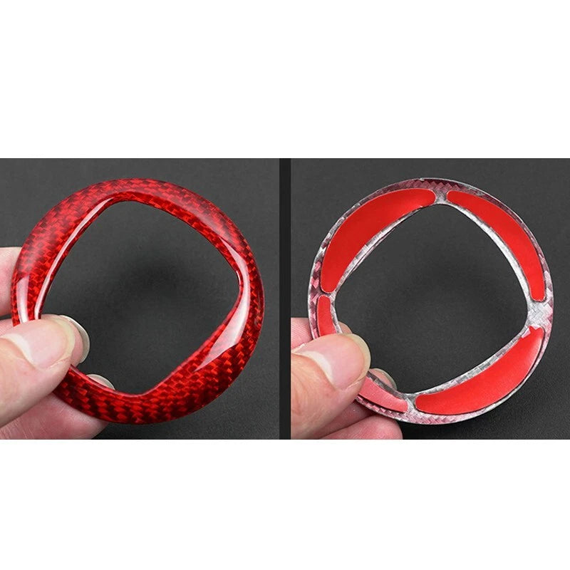 Dry Carbon Fiber Steering Wheel Logo Cover Trim for Fiat 500 2012-2019