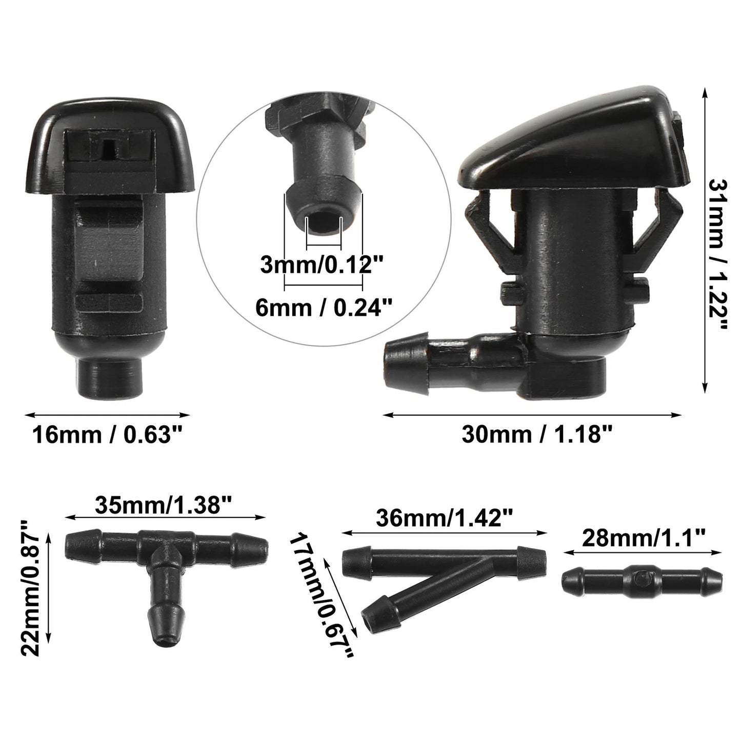 Windshield Washer Nozzles & 2.5m Hose for Jeep Grand Cherokee (1999-2023)