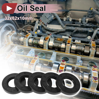 Rotary Shaft Seal 32x62x10mm Nitrile 70 Durometer Black 5 Pcs for Make Model