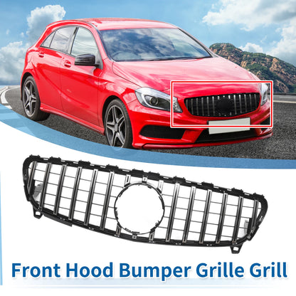 Front Upper Bumper Grille for Mercedes-Benz A-Class Chrome Silver (2013-2020)