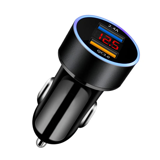 1x DC 12V/24V LED Voltmeter Gauge & Dual USB Charger for Car