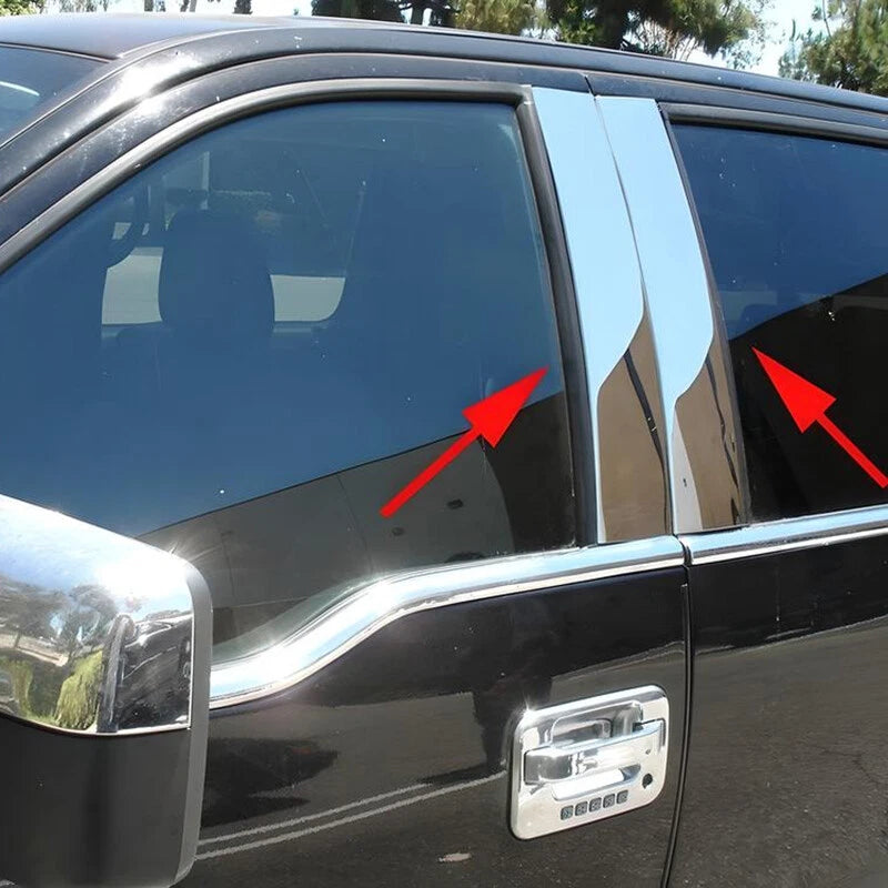 Chrome Window Cover Trim for Ford F150 2004-2014 (2 x Door Post Pillars)