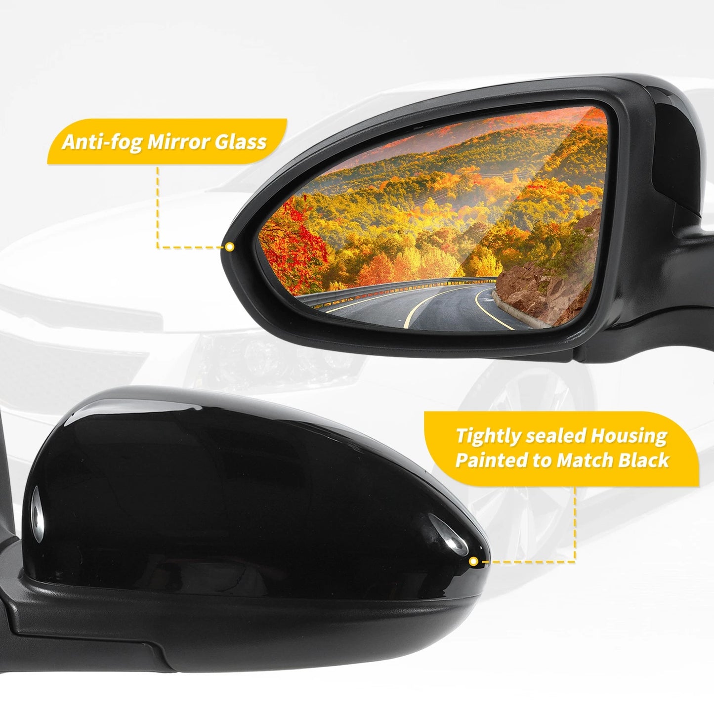 Left Side Door Mirror Gloss Black for Chevy Cruze Limited (2014-2015)