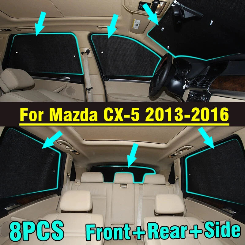 8x Front Side Rear Window Windshield Privacy Sunshade for Mazda CX-5 (2013–2016)