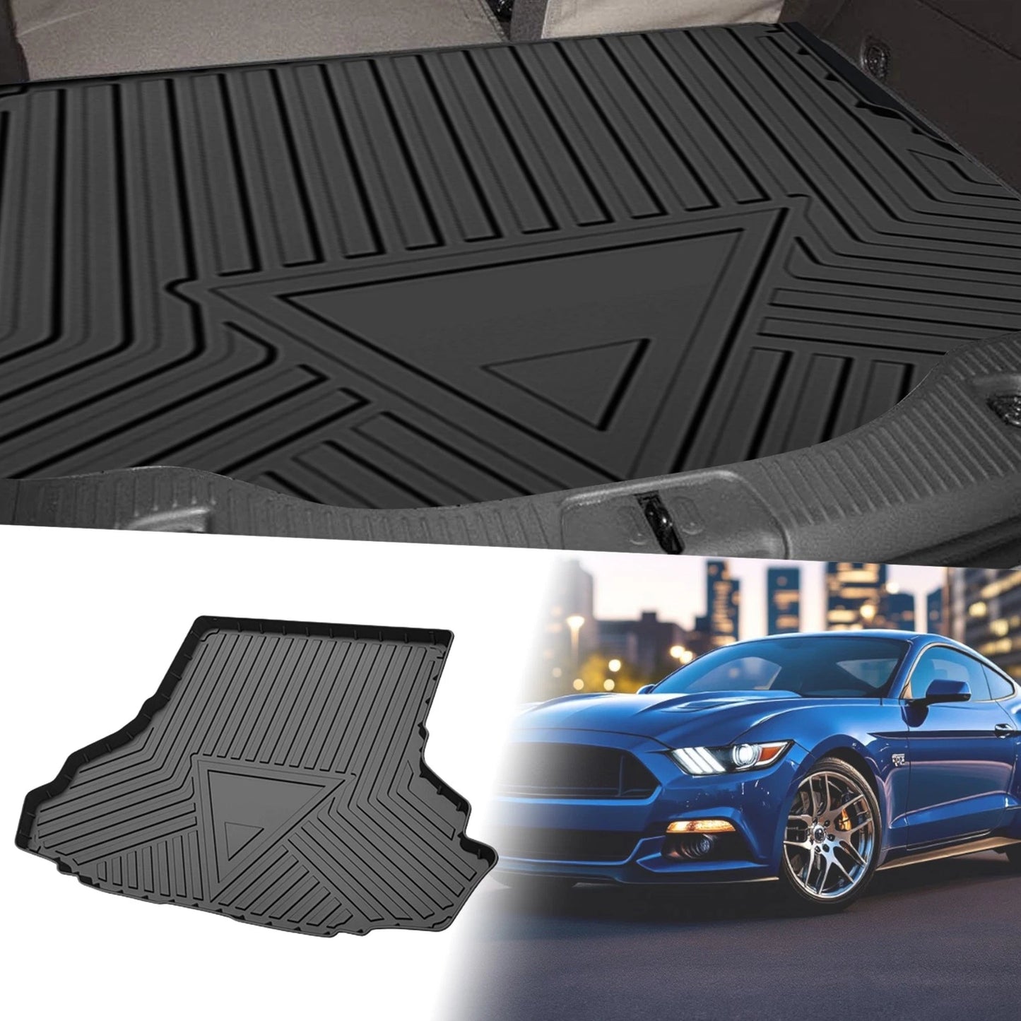 Flat Face Cargo Liner Rear Trunk Mat for Ford Mustang (2015-2022) 1 Pc