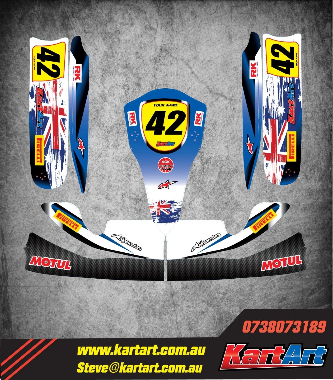 AUSSIE PRIDE TonyKart OTK M4 KART ART Sticker Kit Decals Graphics
