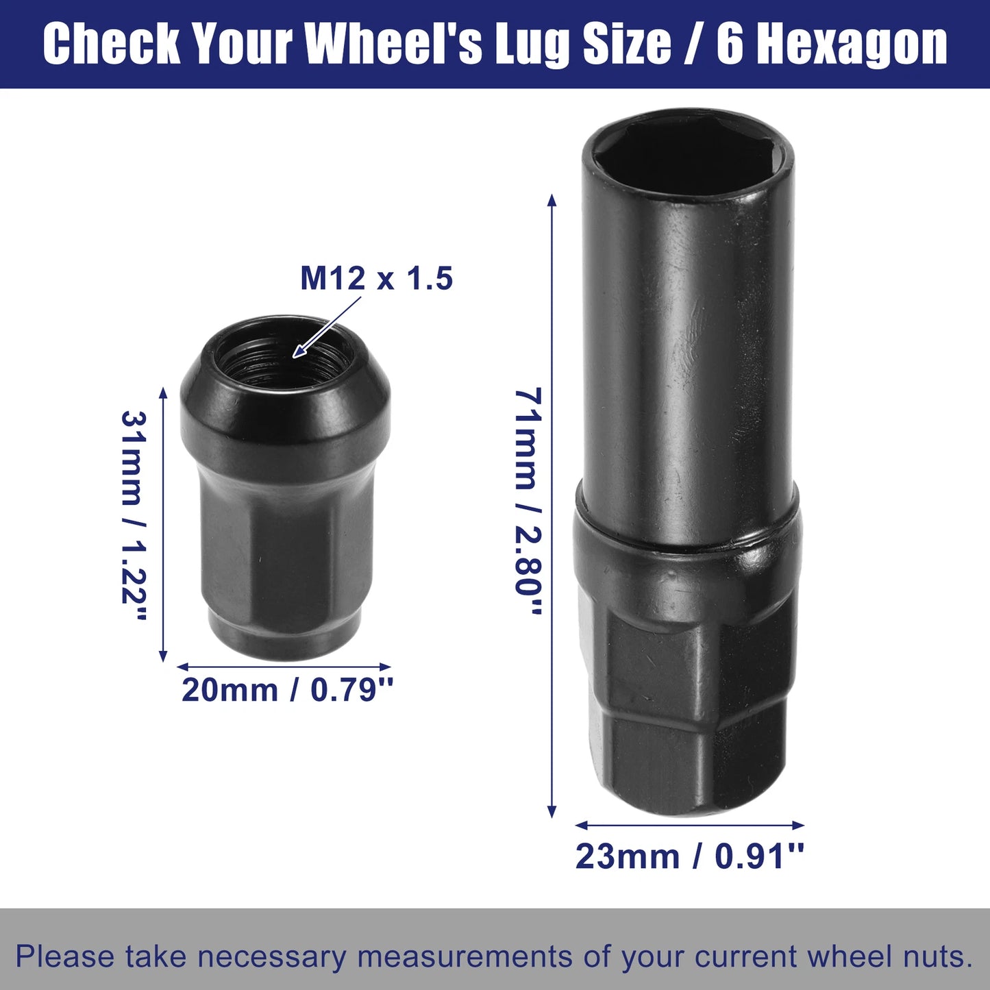 M12x1.5 Car Wheel Hub Lug Nuts 2 x for Honda, Chevy, Nissan
