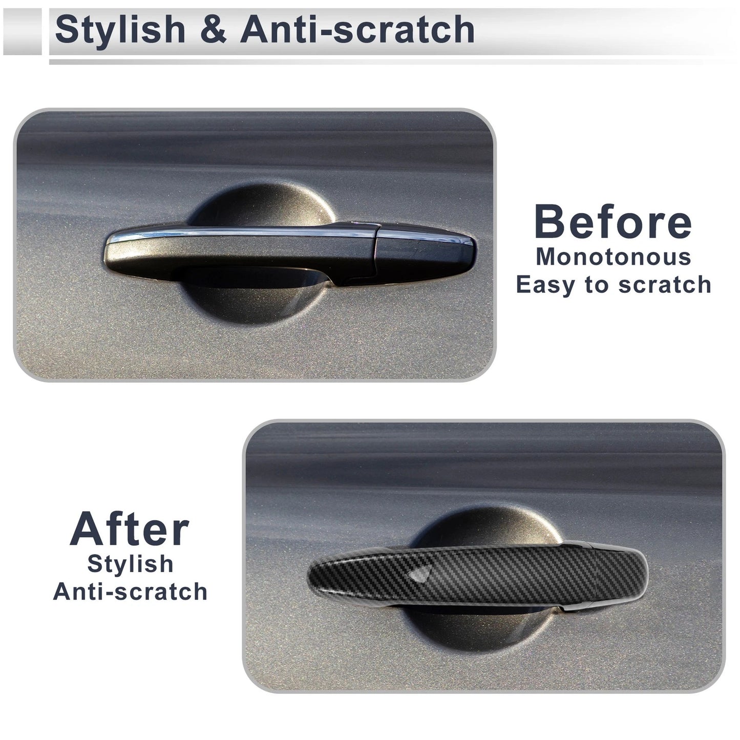 Door Handle Cover Trim for Toyota Highlander (2014-2019) Carbon Fiber Black