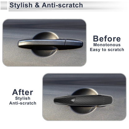 Door Handle Cover Trim for Toyota Highlander (2014-2019) Carbon Fiber Black
