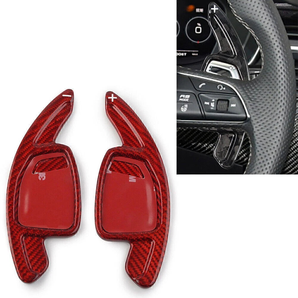 Carbon Fibre Red Steering Wheel Shift Paddle for Audi RS4 RS5 RS6 RS7 (2020-2022)