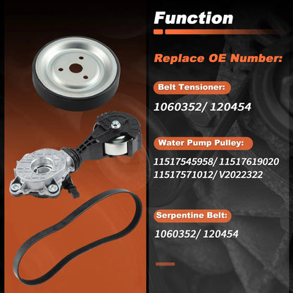 Serpentine Belt Tensioner & Water Pump Pulley for Mini Cooper (2002-2008)