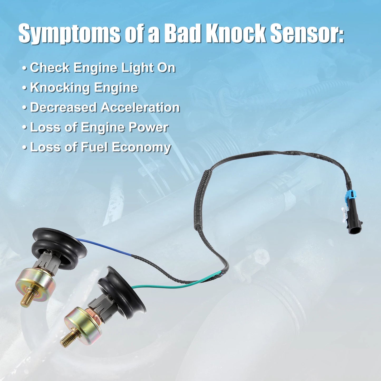 Dual Knock Sensor with Wiring Harness Kit for Chevy Silverado 1500 Tahoe