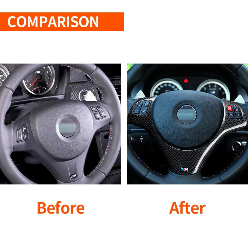 Real Carbon Fiber Steering Wheel Center Cover Trim For BMW E90 M3 with hole