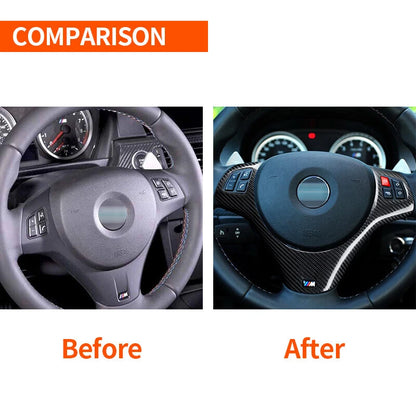 Real Carbon Fiber Steering Wheel Center Cover Trim For BMW E90 M3 with hole