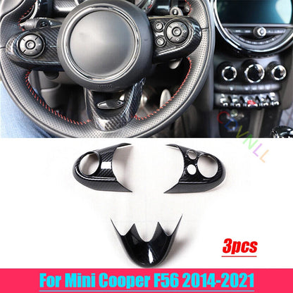 Carbon Fiber Interior Steering Wheel Button Cover for Mini Cooper F56 (2014–2021)