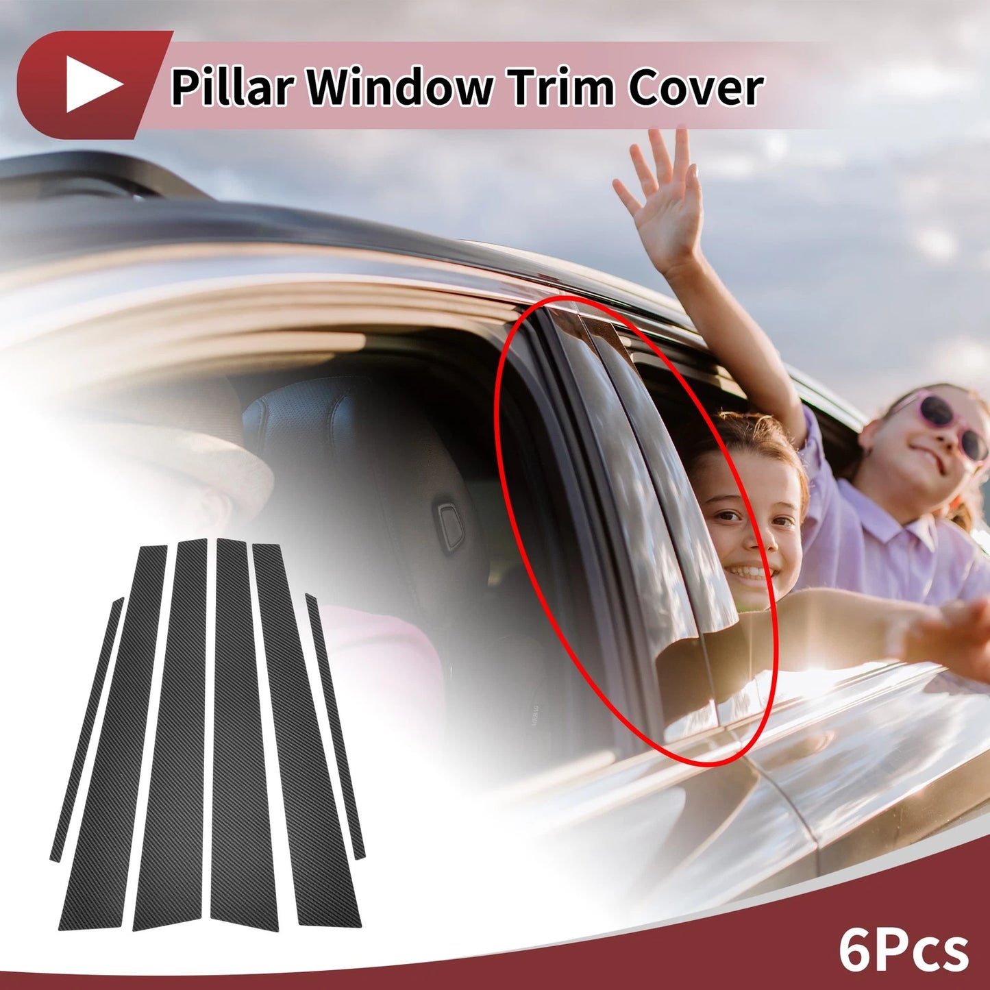 6 Pcs Carbon Fiber Car Door Pillar Window Trim for Toyota Corolla (1998-2002)