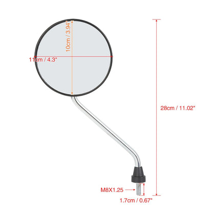 2 x Rearview Mirrors M8X1.25 Round Red for Motorcycle