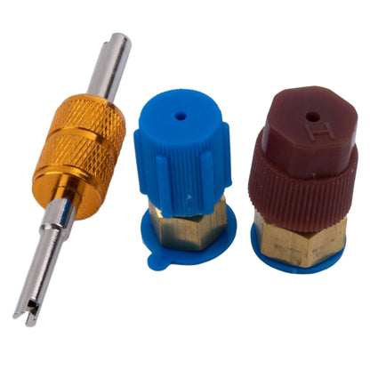 R12 To R134A 2 x Air-Condition Blue/Red Cap Filling Valve Fitting