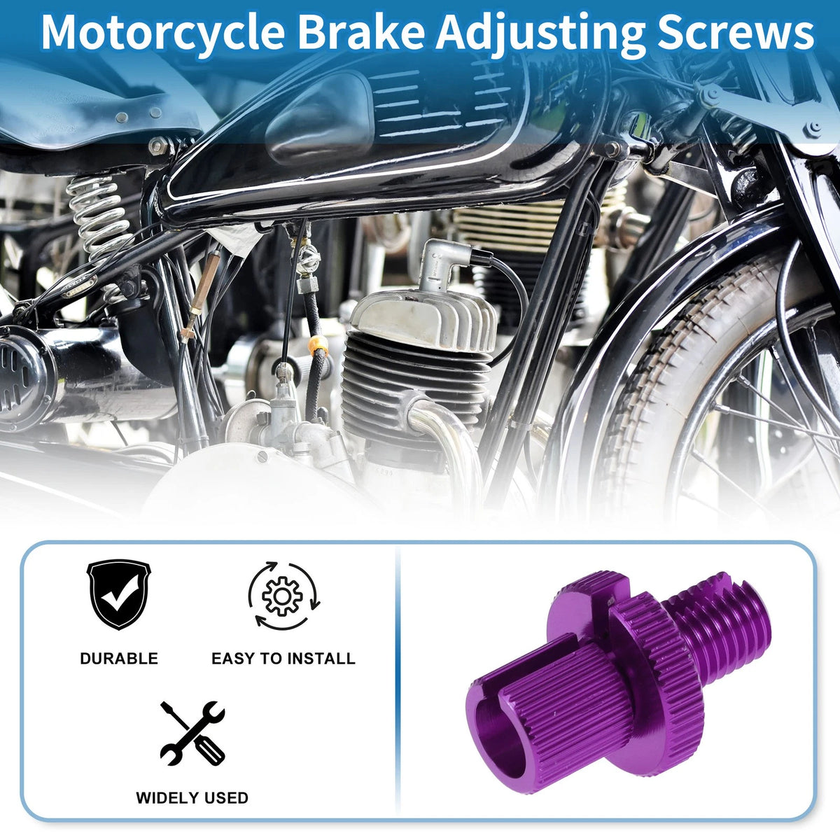 Brake Lever Barrel Adjusters Screws M10 Purple 2 Pcs for Motorcycle