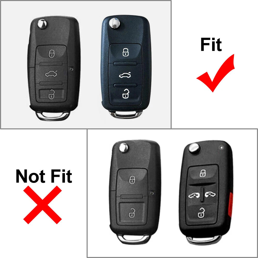 Silver 3-Button Key Remote Cover Case for VW Gran Lavida (2013-2017)