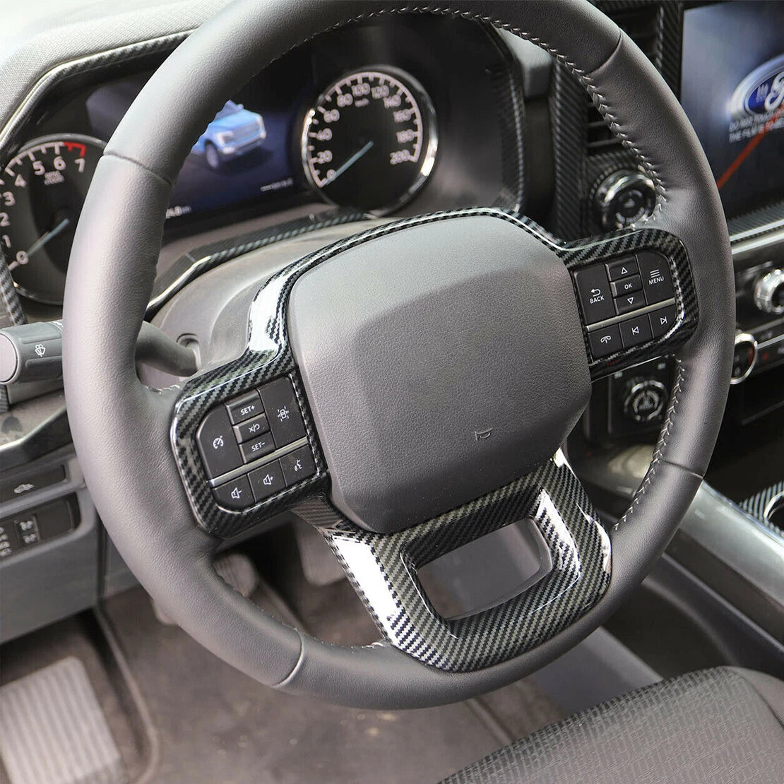 ABS Carbon Fiber Steering Wheel Cover for Ford F150 2021-2022