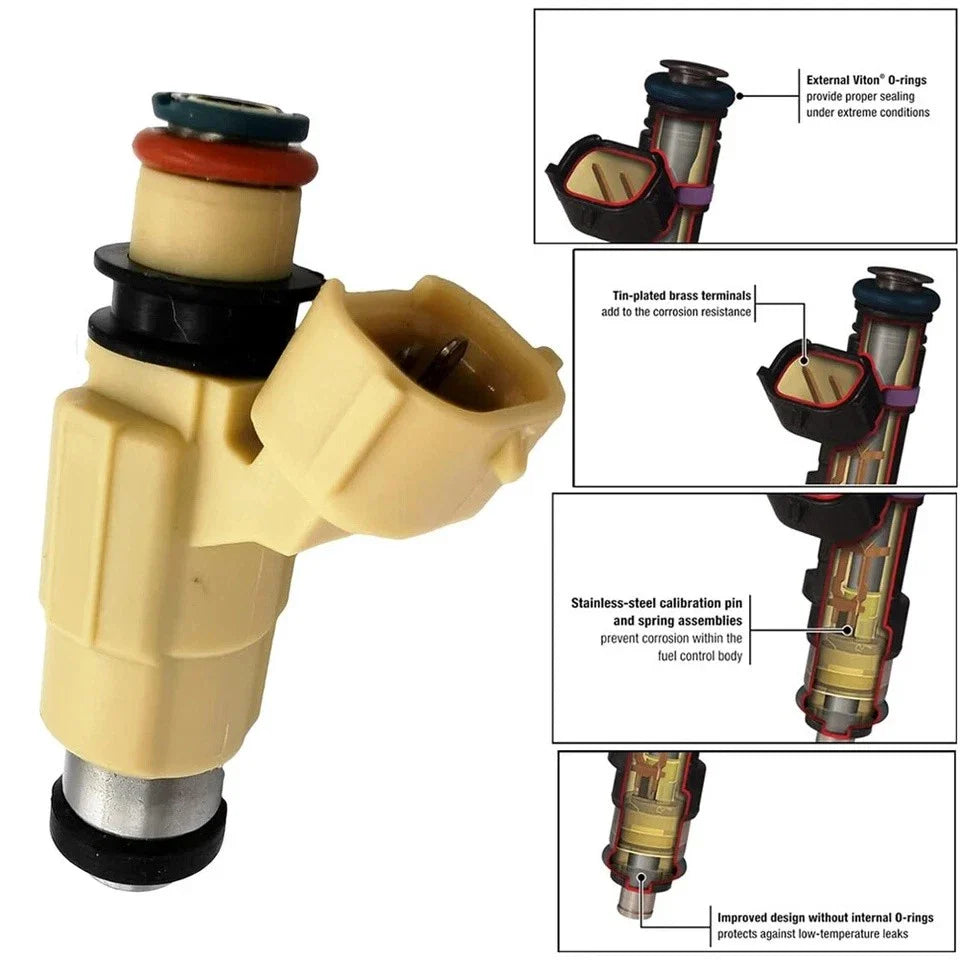 Set 6pcs Fuel Injectors for Yamaha 200HP/225HP F200/F225 Outboard 02-12
