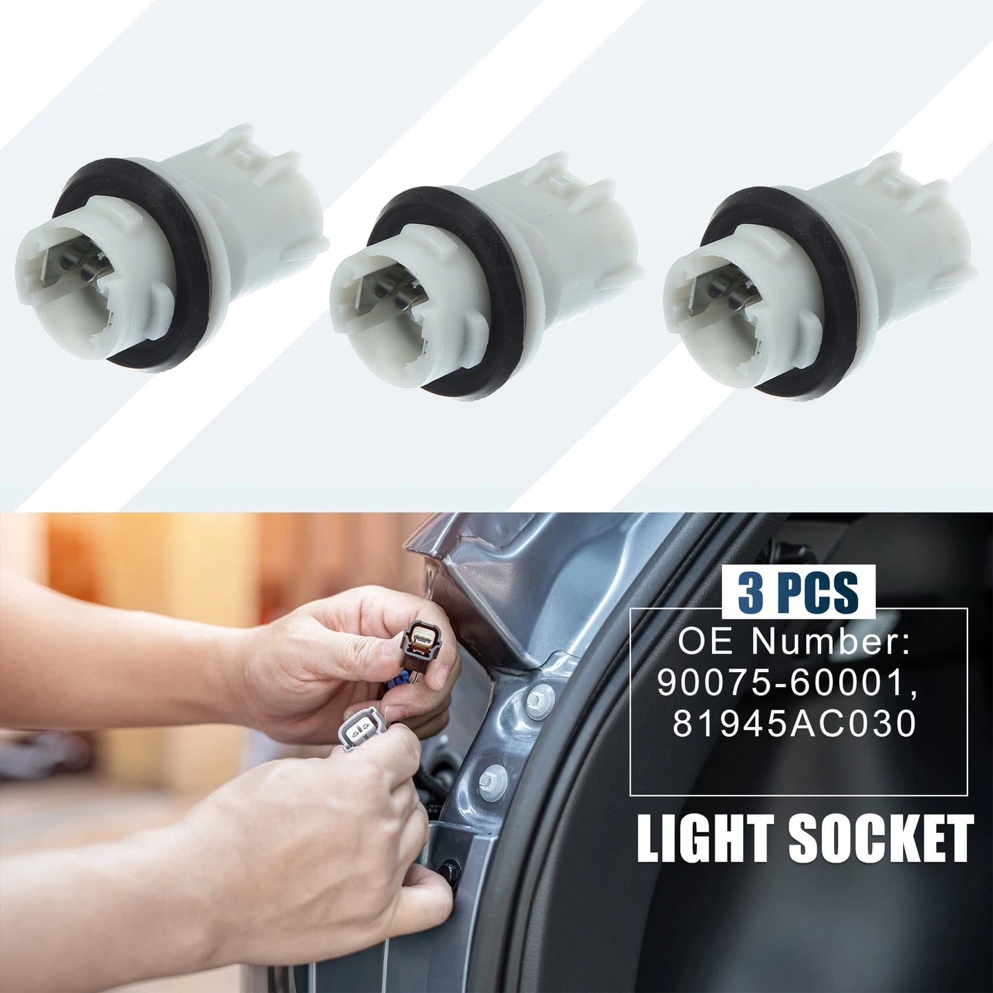 3 x Turn Signal Light Bulb Socket Holders for Toyota Camry (2007-2015)